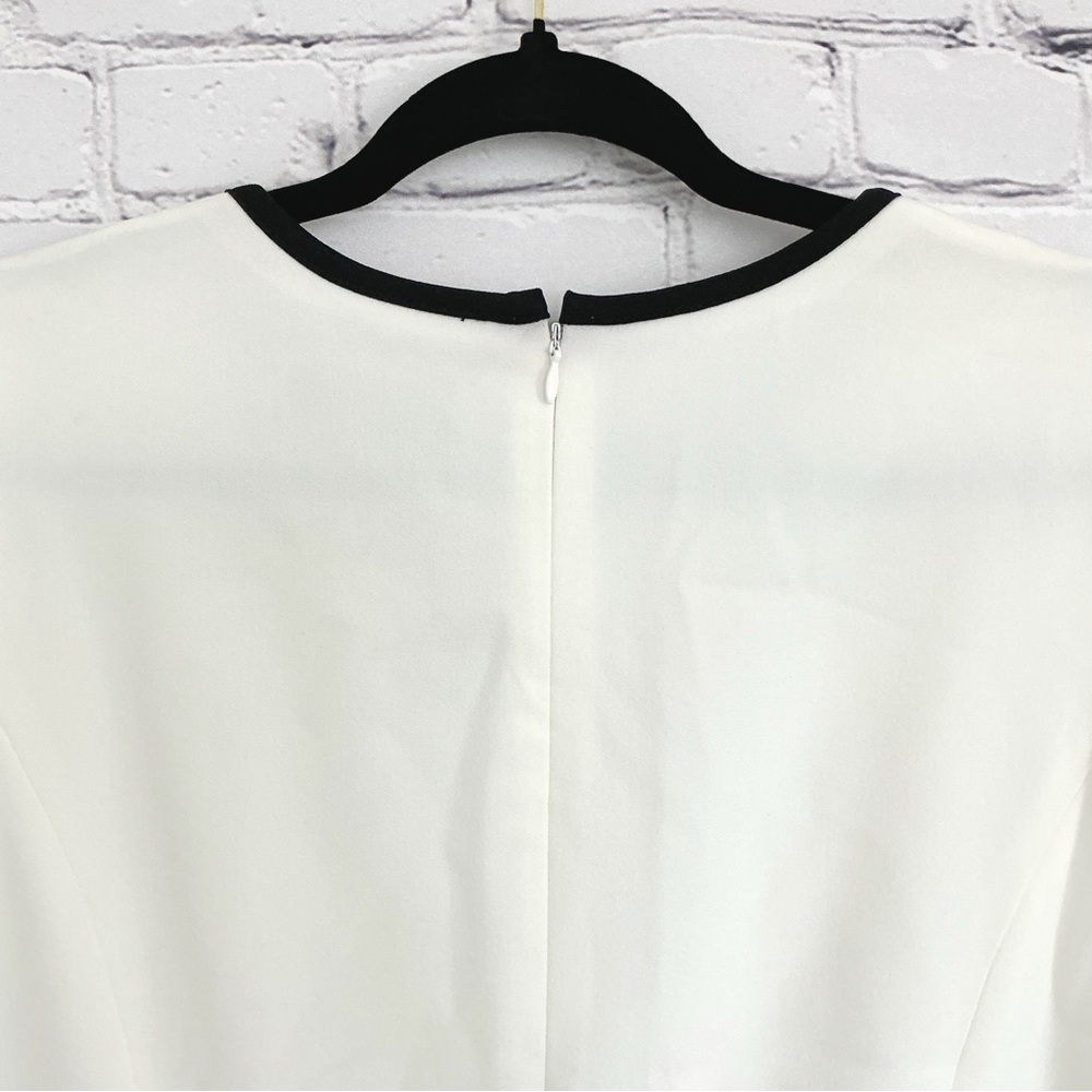 New Kasper White Black Career Dress Sheath Jewel Neck Zip Size 16 - Picture 5 of 7